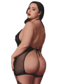 Nuisette grande taille avec porte jarretelles et fouet - DG13704XBLK