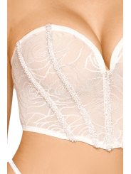 Bustier blanc avec perles et strass, bretelles transparentes amovibles - DG13669WHT