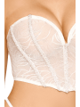 Bustier blanc avec perles et strass, bretelles transparentes amovibles - DG13669WHT