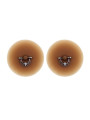 Paire de cache-tétons piercing barre demi-anneau faux diamant peau métisse - XP008M