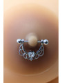 Paire de cache-tétons piercing barre demi-anneau faux diamant peau métisse - XP008M
