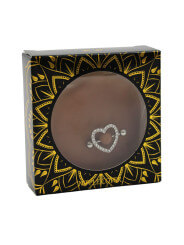 Paire de cache-tétons piercing barre coeur faux diamant peau foncée - XP004F