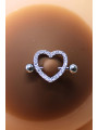 Paire de cache-tétons piercing barre coeur faux diamant peau foncée - XP004F