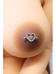 Paire de cache-tétons piercing barre coeur faux diamant peau métisse - XP004M