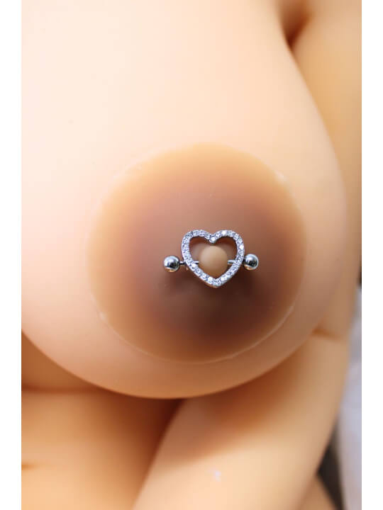 Paire de cache-tétons piercing barre coeur faux diamant peau métisse - XP004M