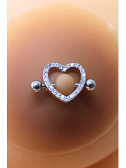 Paire de cache-tétons piercing barre coeur faux diamant peau métisse - XP004M