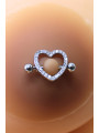 Paire de cache-tétons piercing barre coeur faux diamant peau métisse - XP004M
