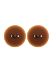Paire de cache-tétons piercing barre faux diamant peau foncée - XP001F