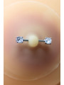 Paire de cache-tétons piercing barre faux diamant peau claire - XP001C