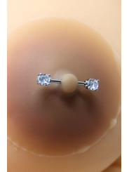 Paire de cache-tétons piercing barre faux diamant peau métisse - XP001M