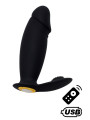 ACHILLE, Mini vibromasseur noir USB, forme pénis avec stimulation clitoridienne, avec télécommande - BQ158BLK