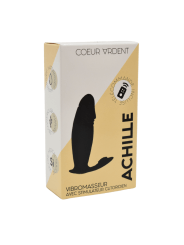 ACHILLE, Mini vibromasseur noir USB, forme pénis avec stimulation clitoridienne, avec télécommande - BQ158BLK