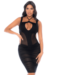 Robe noire semi transparente dos nu - MAL40014BLK