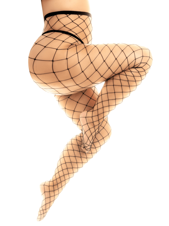 Collant grande taille large maille noire - MAL1106XBLK