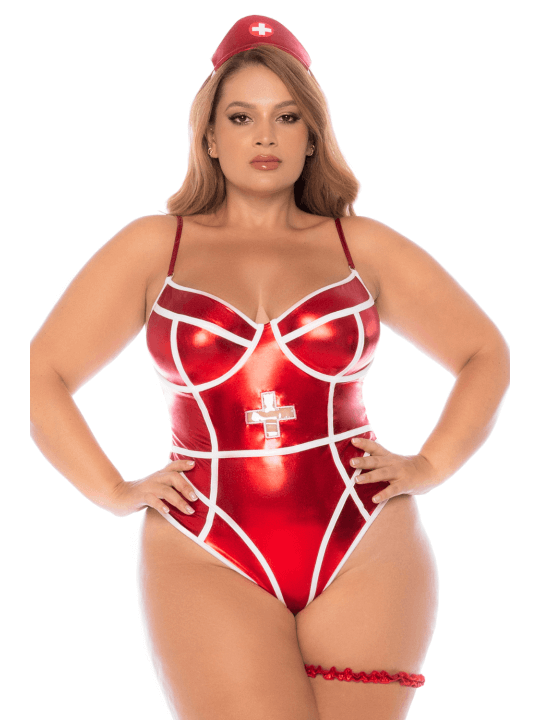 Costume sexy infirmière grande taille 3 pièces - MAL60041XASHW