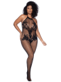 Combinaison grande taille en résille noire - MAL1116XBLK