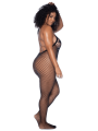 Combinaison grande taille en résille noire - MAL1116XBLK