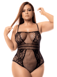 Body grande taille résille noire - MAL1103XBLK