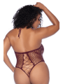 Body string grande taille en résille couleur cerise - MAL1115XCHRY