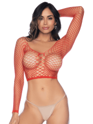 2 en 1 Top ou pantalon en résille rouge - MAL1120RED