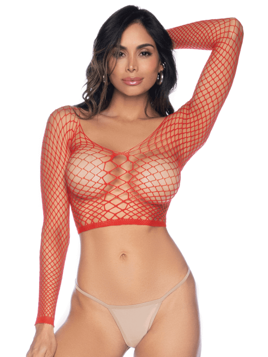 2 en 1 Top ou pantalon en résille rouge - MAL1120RED