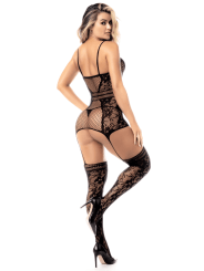Combinaison en résille noire - MAL1105BLK