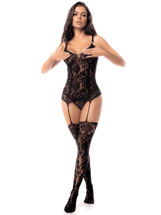 Combinaison en résille noire - MAL1104BLK