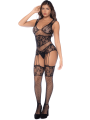 Combinaison noire en résille avec strass - MAL1132BKRH