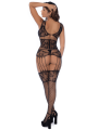 Combinaison noire en résille avec strass - MAL1132BKRH