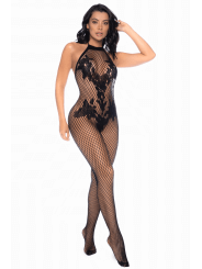 Combinaison en résille noir - MAL1116BLK