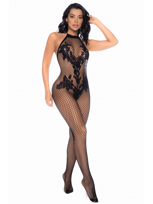 Combinaison en résille noir - MAL1116BLK