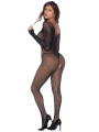 Combinaison noire en résille ornée de strass - MAL1131BKRH