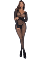 Combinaison noire en résille ornée de strass - MAL1131BKRH