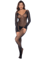 Combinaison noire en résille ornée de strass - MAL1131BKRH