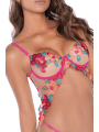 Nuisette en résille et dentelle florale rose et string assorti - MAL7609SEGA