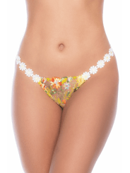 Nuisette transparente brodée jaune et string - MAL7608SUBS