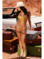 Nuisette transparente brodée jaune et string - MAL7608SUBS