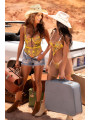 Nuisette transparente brodée jaune et string - MAL7608SUBS
