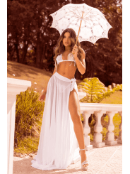 Ensemble 3 pièces blanc soutien gorge, masque et string - MAL8936WHT