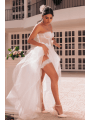 Ensemble 4 pièces blanc, bustier, string et 2 jarretières - MAL8933WHT