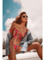 Ensemble 2 pièces brodé rose et bleu, bustier et string - MAL8926SEGA