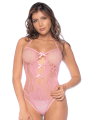 Body en résille rose et menottes - MAL1126BGPK