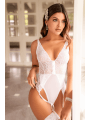 Body blanc avec jarretelles intégrées - MAL8934WHT