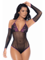 Body noir et violet et mitaines amovibles - MAL1121BKPU