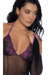 Body noir et violet et mitaines amovibles - MAL1121BKPU