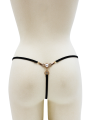 String noir avec bijou perle  strass dorés - PA06MBLK