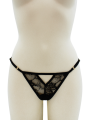 String noir avec bijou perle  strass dorés - PA06MBLK