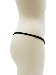 String noir avec bijou perle  strass dorés - PA06MBLK