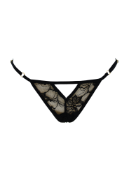 String noir avec bijou perle  strass dorés - PA06MBLK