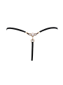 String noir avec bijou perle  strass dorés - PA06MBLK